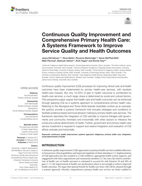 Continuous Quality Improvement and Comprehensive Primary Health …