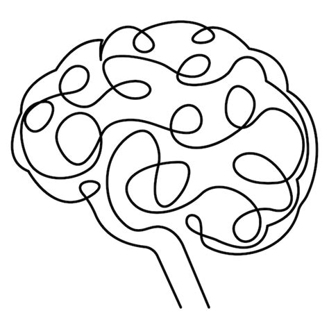 Continuous line drawing of a human brain Vector Image