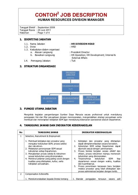 Contoh/Template JOB DESC dalam Perusahaan - SlideShare