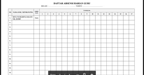 Contoh Absen Guru TPQ - pontren.com