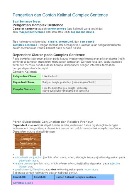 Contoh Kalimat Complex Sentence