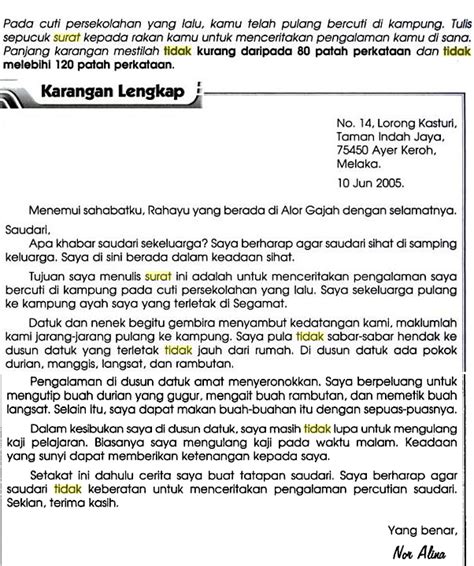 Contoh Karangan Surat Kiriman Bercuti Di Melaka - Blogger