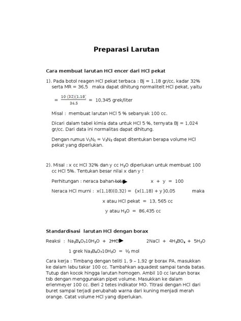 Contoh Preparasi Larutan PDF - Scribd