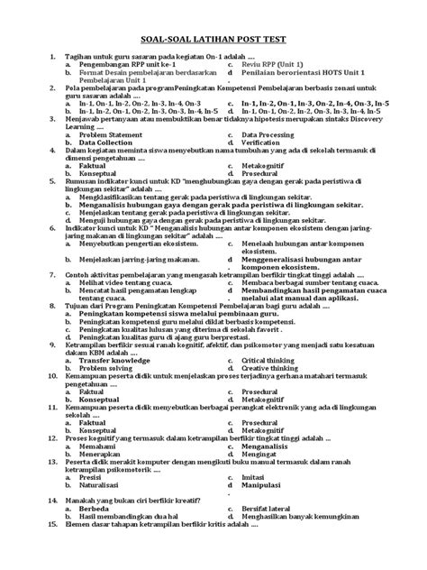 Contoh Soal Post Test