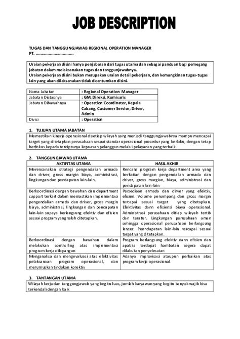 Contoh Text Job Description Fontoh