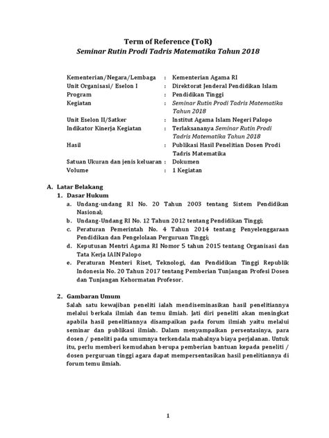 Contoh Tor Seminar