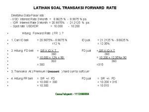 Contoh Transaksi Forward