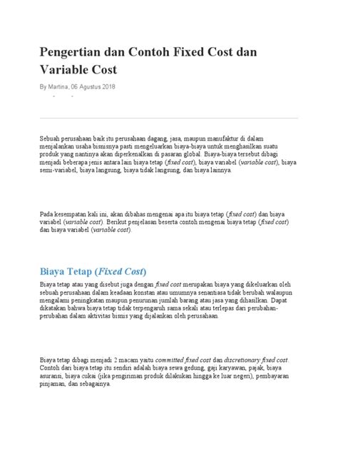 Contoh Variabel Cost