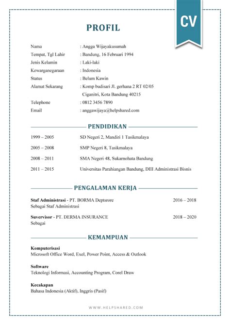 Contoh cv lamaran kerja word simple.  Contoh layout cv kreatif dan elegan.  Contoh...