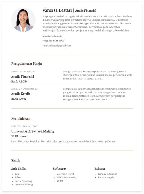 Contoh cv profesional berpengalaman.  Format ATS-friendly dan template siap pakai untuk pe...