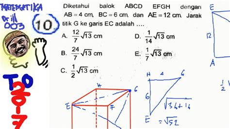 Contoh soal cara menentukan jarak titik ke garis pada limas