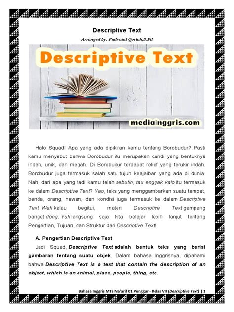 Contoh soal descriptive text smp kelas 7. docx), PDF File (.  Berikut "Contoh Soal Descript...