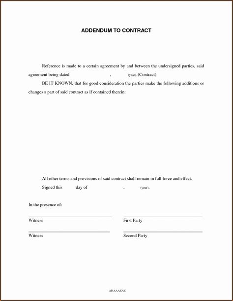 Contract Addendum Template Sample Template 1 Resume Examples 
