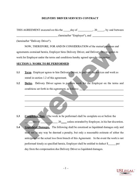 Contract Agreement For A Driver US Legal Forms