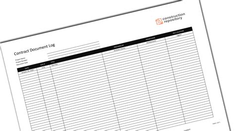Contract Document Log Template Files.Construction