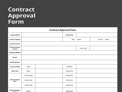 Contract approval document. May 30, 2022 · A contract workflow is an automated process created with an organization’s policies to regulate the entire approval process. It ensures contracts follow a streamlined lifecycle to ensure timely contract creation, submission, review, and collaboration. The ultimate objective of approval workflow is to eliminate confusion, time-wasting, and ... 