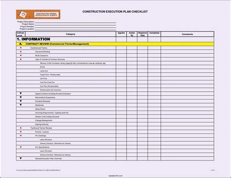 Contractor Checklist Template Database