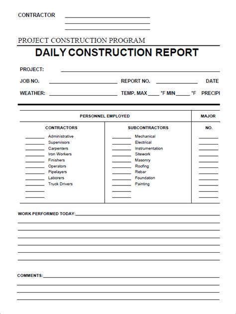 Contractor Daily Construction Report Template [Free PDF] Google Docs