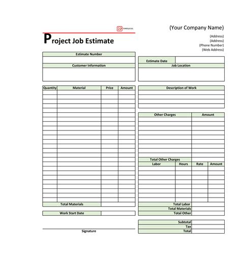 Contractor Estimate Template Word