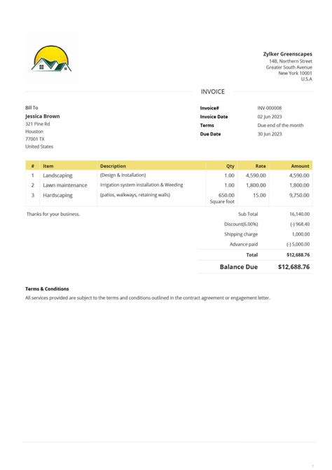 Contractor Invoice Template Contractor Bill Format Zoho Invoice