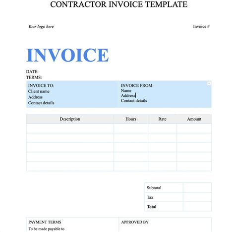 Contractor Invoice Template Google Docs Form Resume Examples 