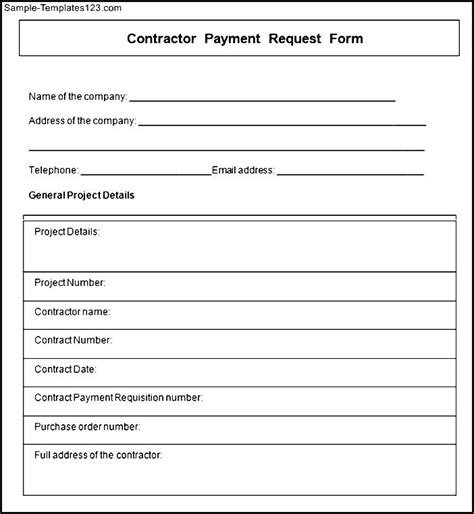 Contractor Payment Request Form