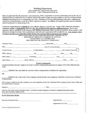 Contractor Registration Fillable - North Olmsted