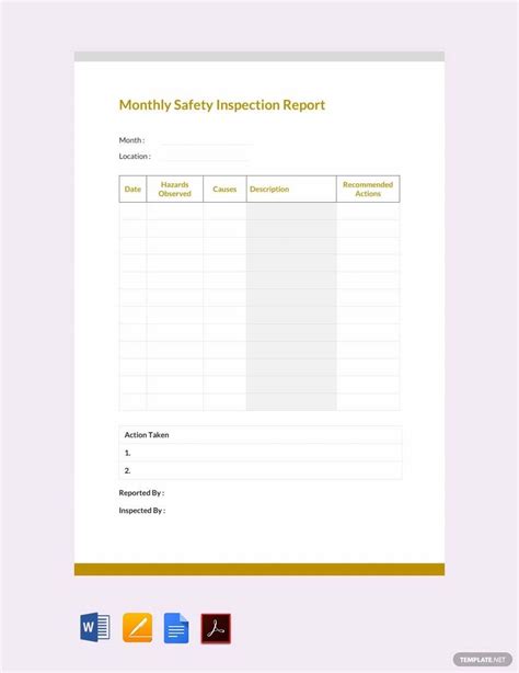 Contractor Safety Inspection Report Template in Word, PDF, Google Docs