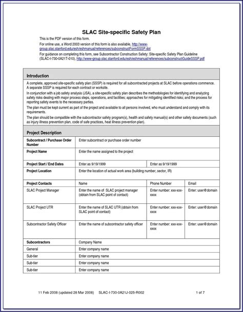 Contractor Safety Program Template Template 2 Resume Examples 