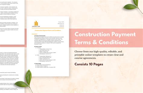 Contractor Terms and Conditions Template in Word, Google Docs