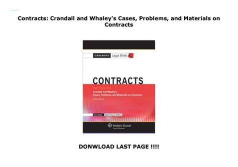 Download Contracts Crandall And Whaleys Cases Problems And Materials On Contracts By Casenote Legal Briefs
