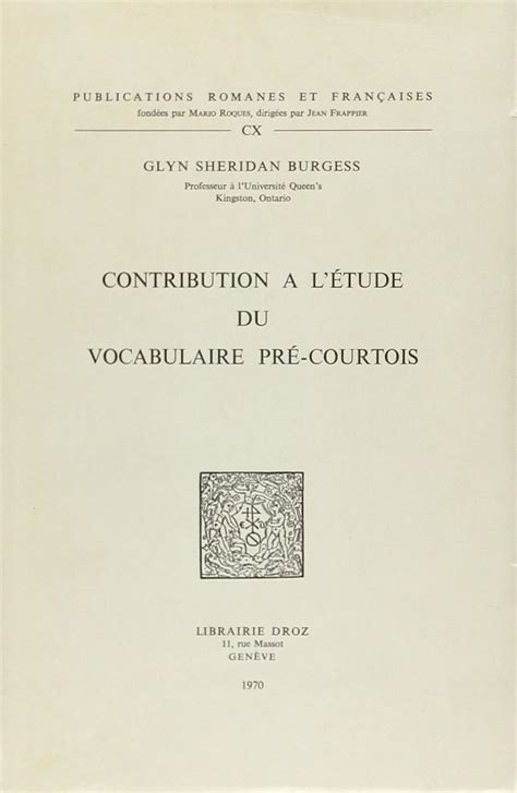 Contribution à l'étude du vocabulaire pre courtois. - 1982 yamaha xs400 werkstatt reparatur service handbuch in englisch deutsch spanisch.