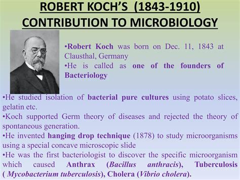 Contribution of robert koch in microbiology ppt