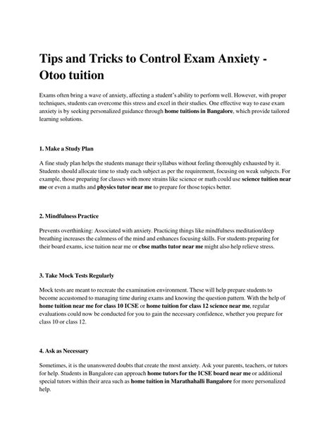 Control Exam Anxiety