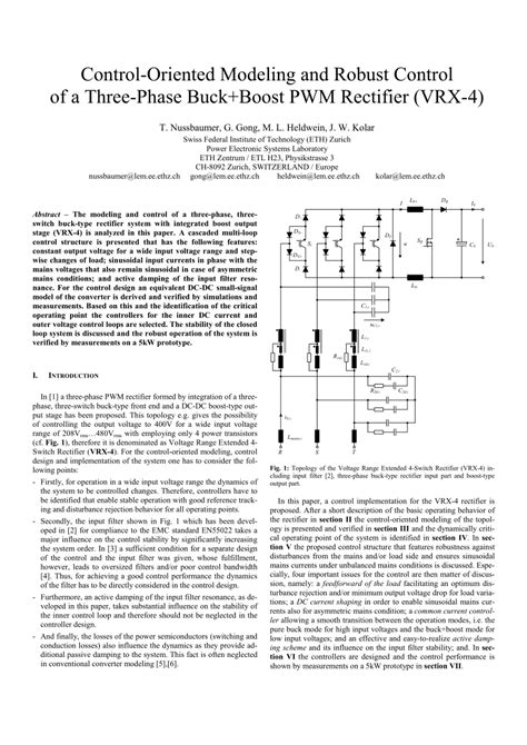 Control Oriented Modeling And Robust Control Of A Three Phase