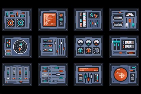 Control Panels Spaceship in Design Elements on Yellow Images Creative Store