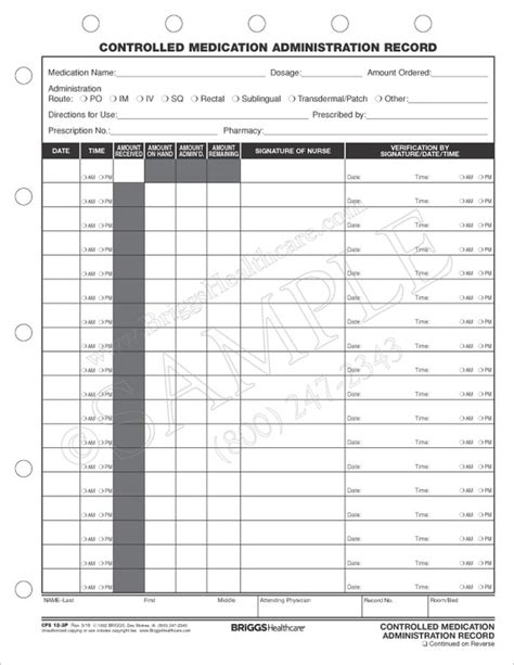 Controlled Medication Administration Record