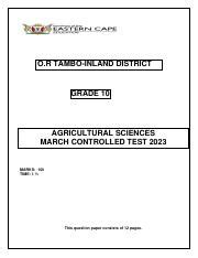 Controlled Test March Paper Science Agricultural