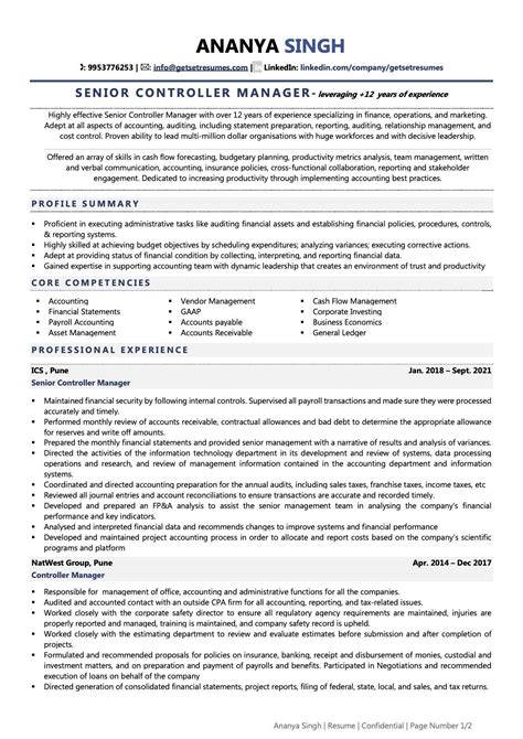 Controller Resume Example & Guide ZipJob