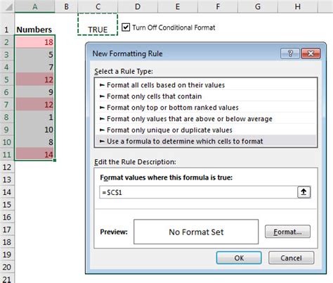 Controlling a Conditional Format with a Checkbox