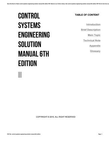 Controls system engineering solutions manual 6th edition. - Paccar 2010 multiplexed electrical system service manual.