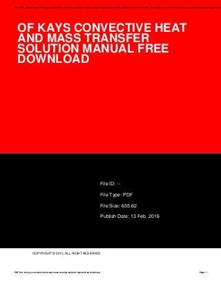 Convective heat transfer manual solution by kays. - 1990 bmw 318i e30 series manual.