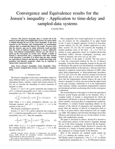 Convergence and Equivalence Results for the Jensen