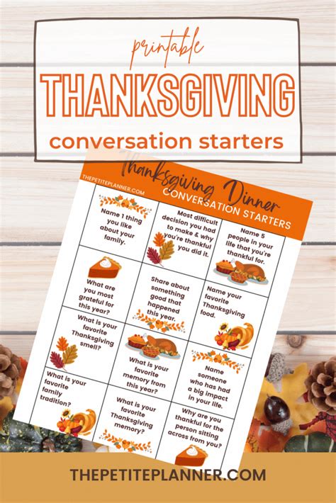 Conversation Starters For Thanksgiving Free Printable