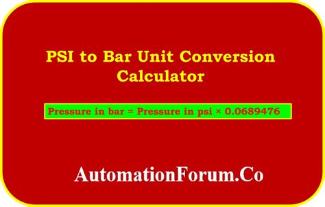 Conversion from psi to bar Calculators Conversion.