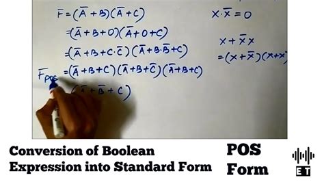 Conversion of Boolean Expressions into Standard Form Product of Sums
