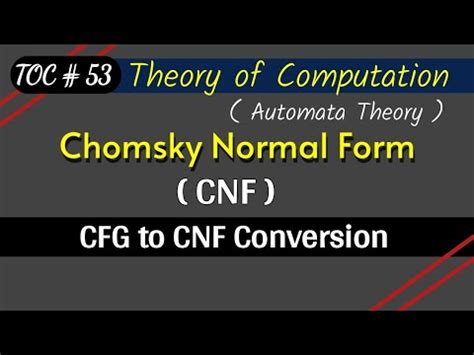 Conversion of CFG to Chomsky Normal Form YouTube