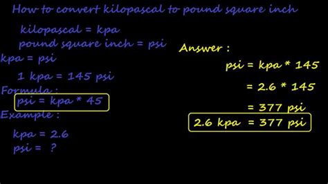 Cnvert gas pressures between kPa,psi, incheswater or inchesmercury: Eqiuivalent Pressure Units Converter. kPa. Water. (inches) Mercury. (inches) Pound per square inch. (psi). Conversion pressure psi to kpa