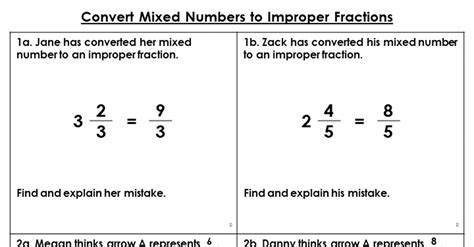 Convert Mixed Numbers to Improper Fractions Reasoning and Problem