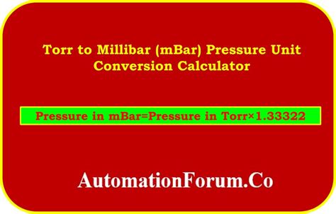 Convert Torr to Millibar Unit Converter. 